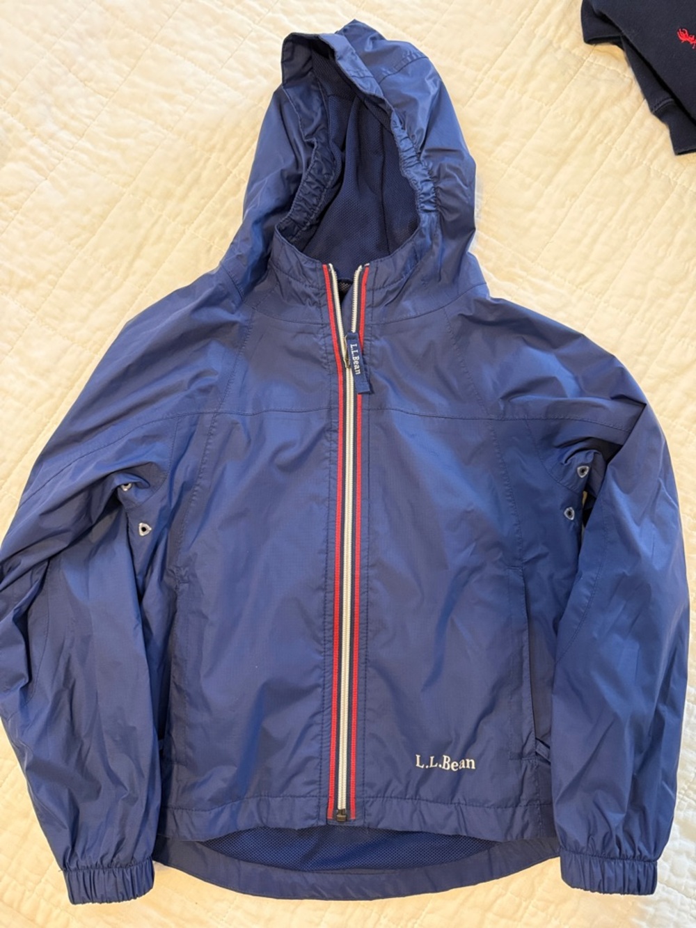 L.L. Bean Navy Hooded Rain Jacket
